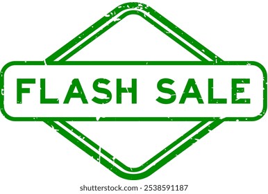Grunge green flash sale word rubber seal stamp on white background