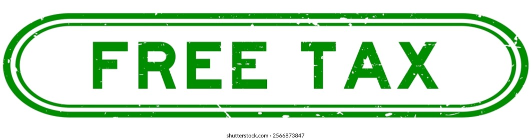 Grunge green free tax word rubber seal stamp on white background