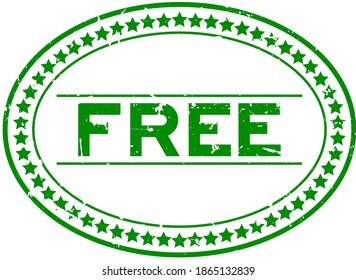 Grunge green free word oval rubber seal stamp on white background