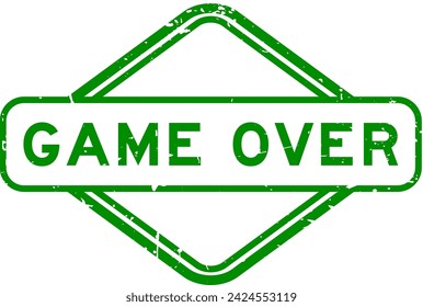 Grunge green game over word rubber seal stamp on white background