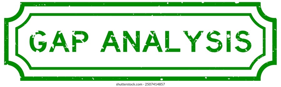 Grunge análisis de brecha verde palabra sello de goma sobre fondo blanco