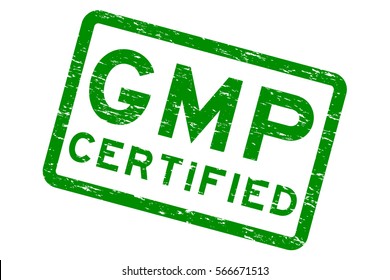 Grunge green GMP (Good Manufacturing Practices) certified square rubber stamp