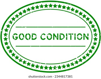 Grunge green good condition word oval rubber seal stamp on white background