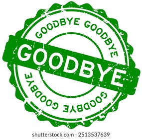 Grunge green goodbye word round rubber seal stamp on white background