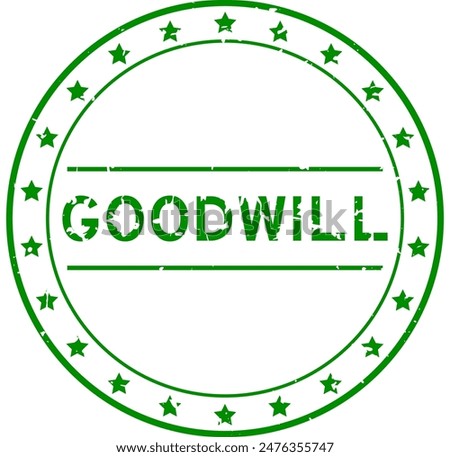 Grunge green goodwill word round rubber seal stamp on white background