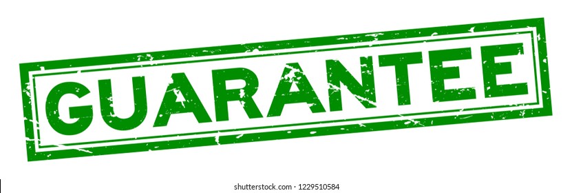 Grunge green guarantee word square rubber seal stamp on white background