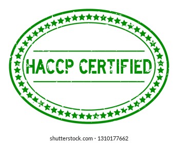 Grunge green HACCP (Hazard analysis and critical control points) word oval rubber seal stamp on white background