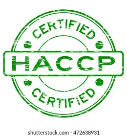 Grunge green HACCP (Hazard Analysis Critical Control Points) certified rubber stamp