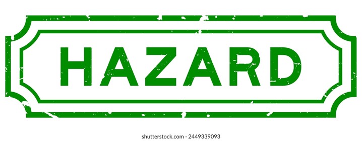 Grunge green hazard word rubber seal stamp on white background