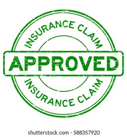 Grunge Green Insurance Claim Approved Round Rubber Seal Stamp