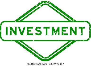 Grunge green investment word rubber seal stamp on white background
