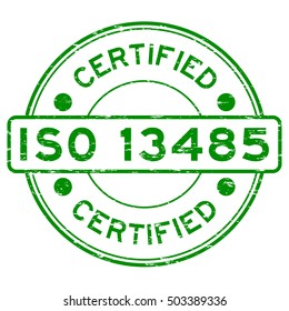 Grunge green ISO 13485 certified rubber stamp