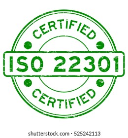 Grunge green ISO 22301 certified round rubber stamp