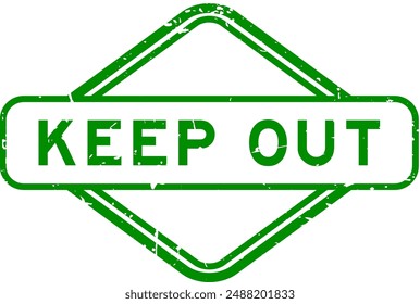 Grunge green keep out word rubber seal stamp on white background