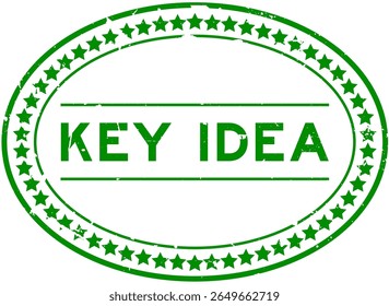 Grunge green key idea word oval rubber seal stamp on white background
