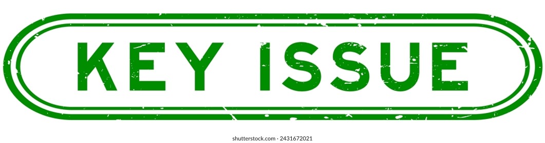 Grunge green key issue word rubber seal stamp on white background