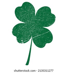 Grunge green  leaf clover.Symbol of celebration Irish holiday . Vector