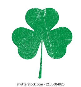 Grunge green  leaf clover.Symbol of celebration Irish holiday . Vector