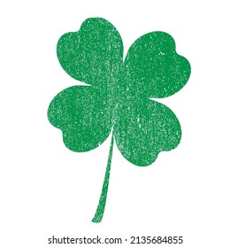 Grunge green  leaf clover.Symbol of celebration Irish holiday . Vector