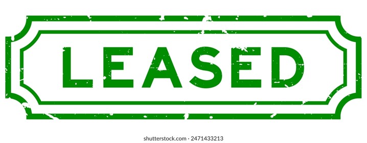 Grunge green leased word rubber seal stamp on white background