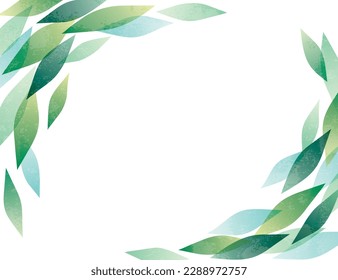 Grunge green leaves frame illustration