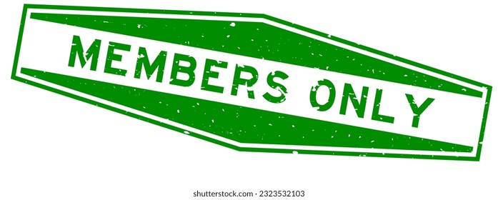 Grunge green members only word hexagon rubber seal stamp on white background