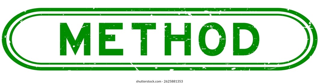 Grunge verde método palavra borracha selo selo no fundo branco