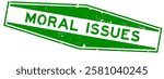 Grunge green moral issues word hexagon rubber seal stamp on white background