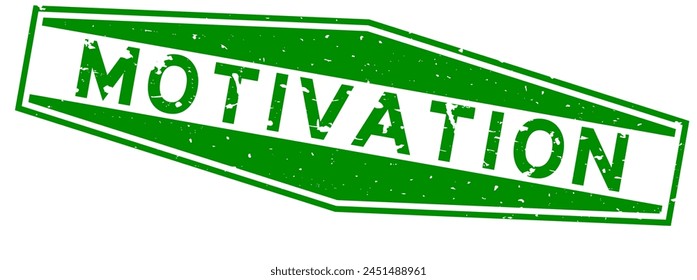 Grunge green motivation word hexagon rubber seal stamp on white background