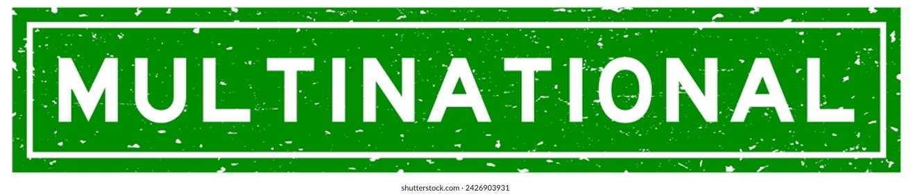 Grunge verde multinacional palabra cuadrada sello de goma sello sobre fondo blanco