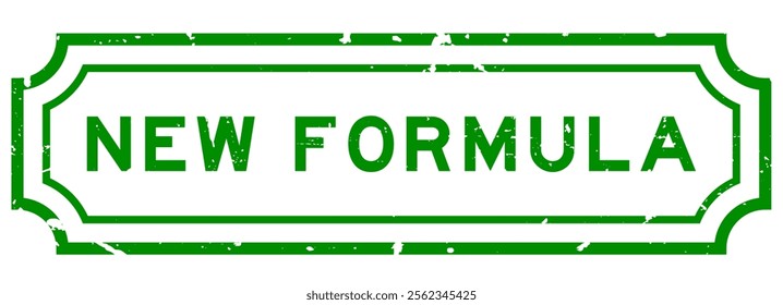 Grunge green new formula word rubber seal stamp on white background