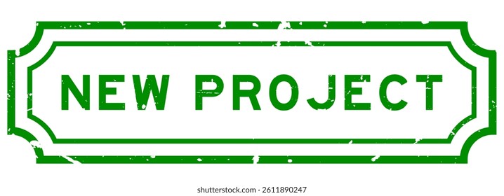 Grunge green new project word rubber seal stamp on white background