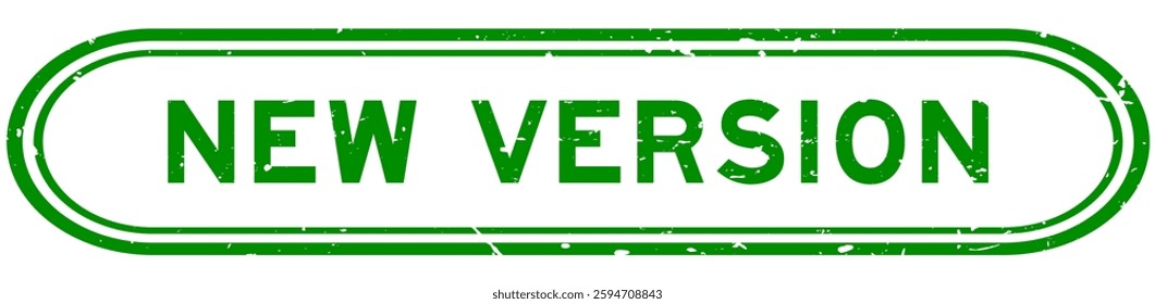Grunge green new version word rubber seal stamp on white background