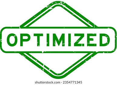Sello de goma de palabra optimizado verde grueso en fondo blanco