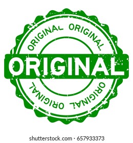 Grunge green original round rubber seal stamp on white background
