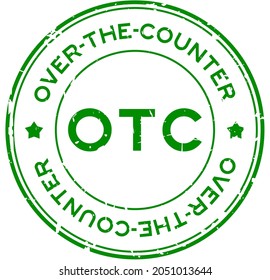 Grunge green OTC Over-The-Counter word round rubber seal stamp on white background