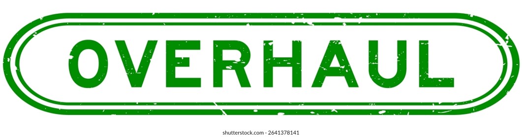 Grunge green overhaul word rubber seal stamp on white background