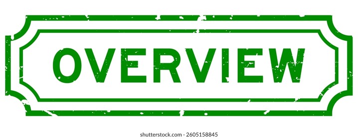 Grunge green overview word rubber seal stamp on white background