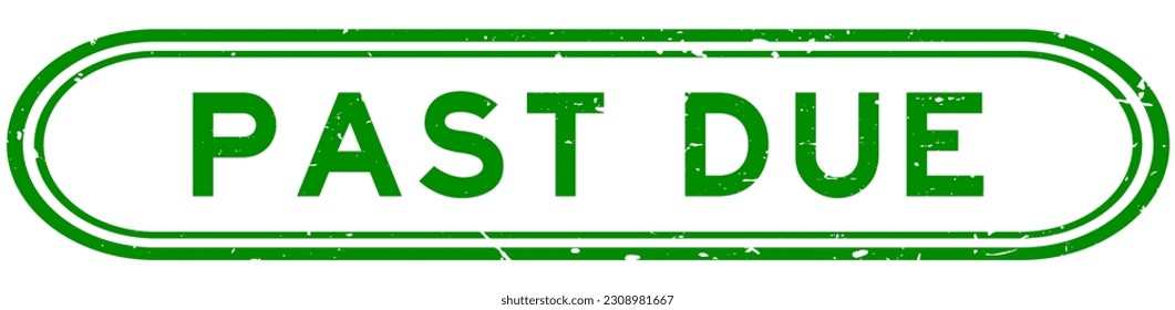 Grunge green past due word rubber seal stamp on white background
