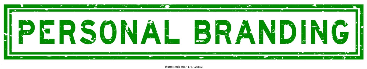 Grunge green personal branding word rubber seal stamp on white background