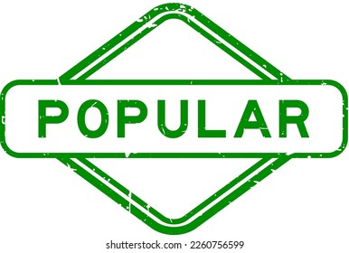 Grunge green popular word rubbber seal stamp on white background