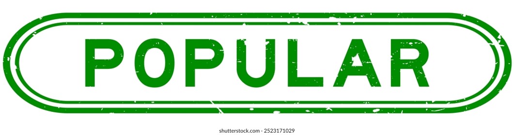 Grunge green popular word rubber seal stamp on white background