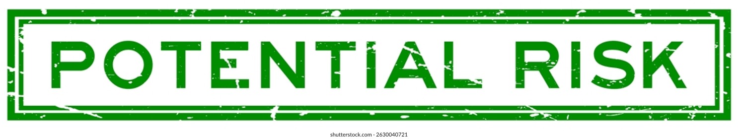 Grunge green potential risk word square rubber seal stamp on white background