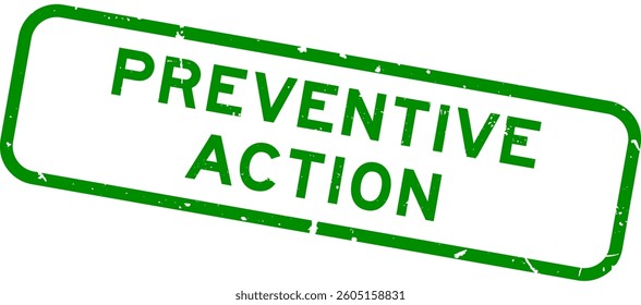 Grunge green preventive action word square rubber seal stamp on white background