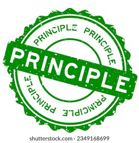 Grunge green principle word round rubber seal stamp on white background