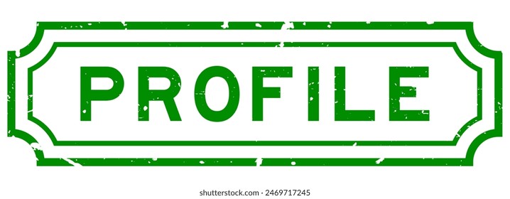 Grunge green profile word rubber seal stamp on white background