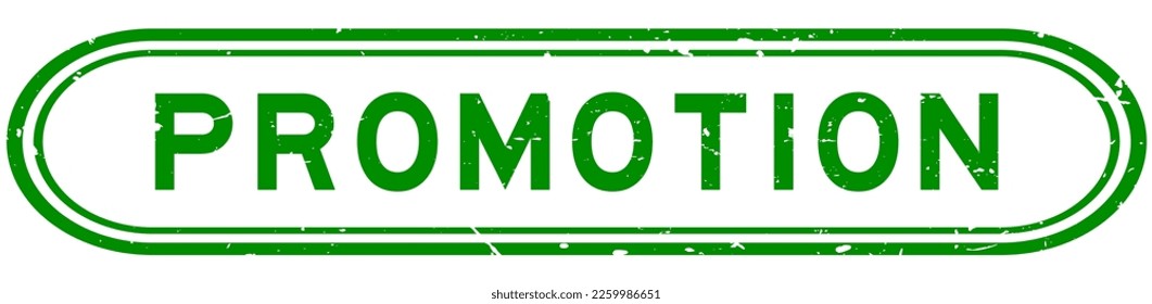 Grunge green promotion word rubber seal stamp on white background