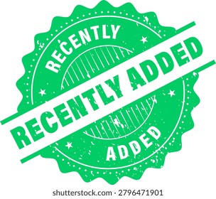 Grunge green recently added word oval seal stamp on Transparent background