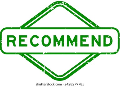 Grunge green recommend word rubber seal stamp on white background