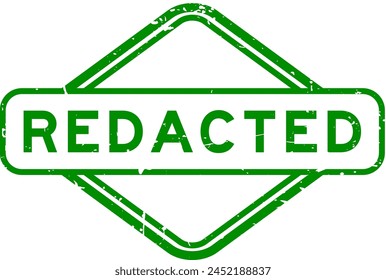 Grunge green redacted word rubber seal stamp on white background